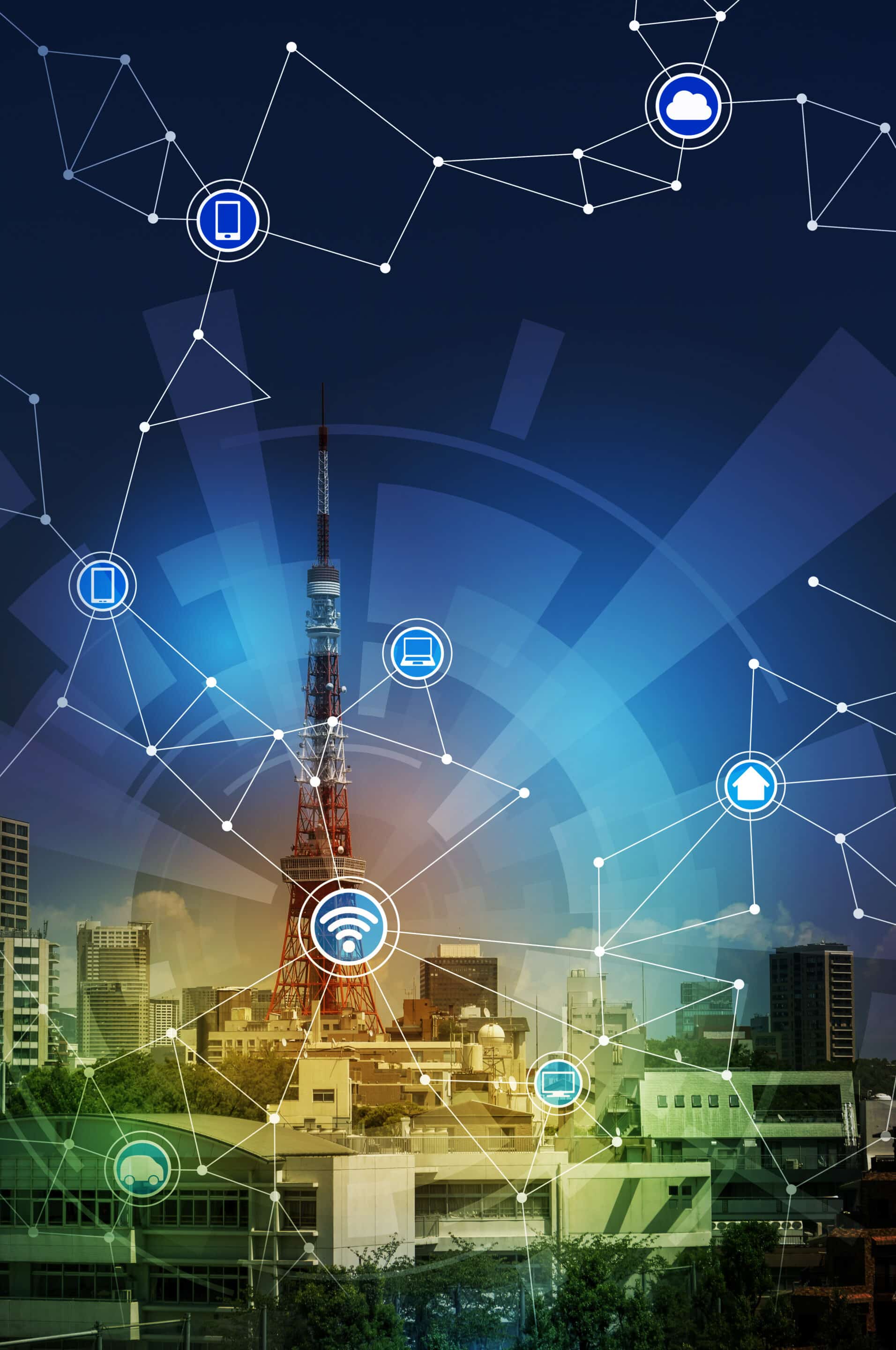 Représentation de l'IOT et de la connexion entre les choses