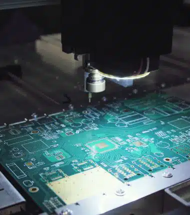 Main ajustant la température sur un thermostat mural à écran tactile affichant une interface de régulation domestique