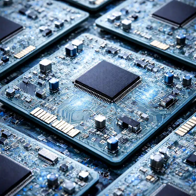 Vue d’un atelier de production électronique avec lignes CMS automatisées et opérateurs travaillant sur l’assemblage et le contrôle des cartes électroniques